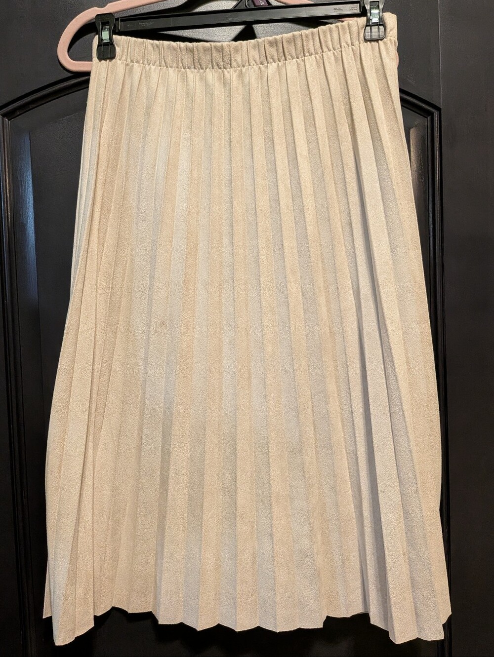Zara Pleated Midi Skirt in Light Beige